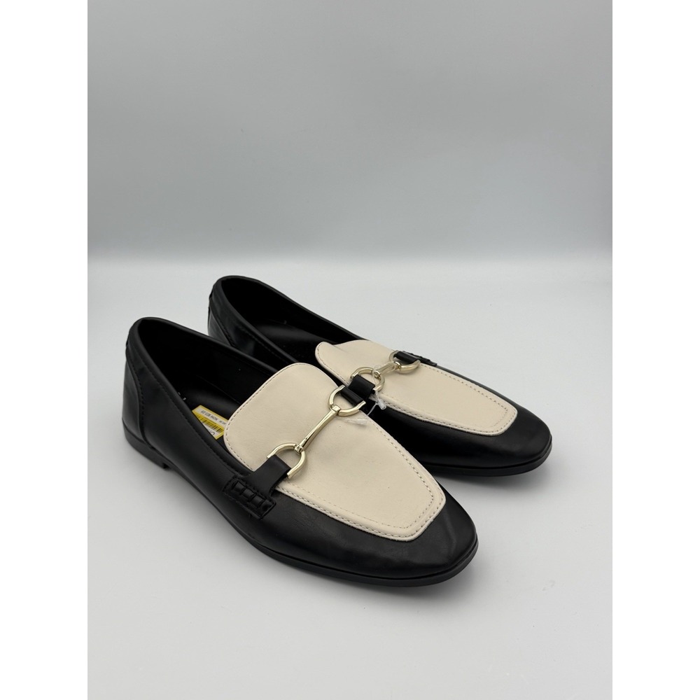 A New Day Black Cream Horsebit Loafers Women's 10 Preppy Old Money Chic NWOB